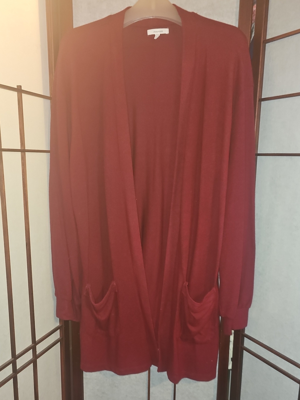 Maurices Deep Red Open-Front Women's Cardigan